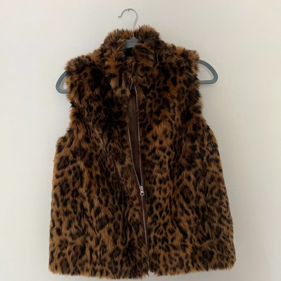 Faux Fur Leopard J Crew Vest